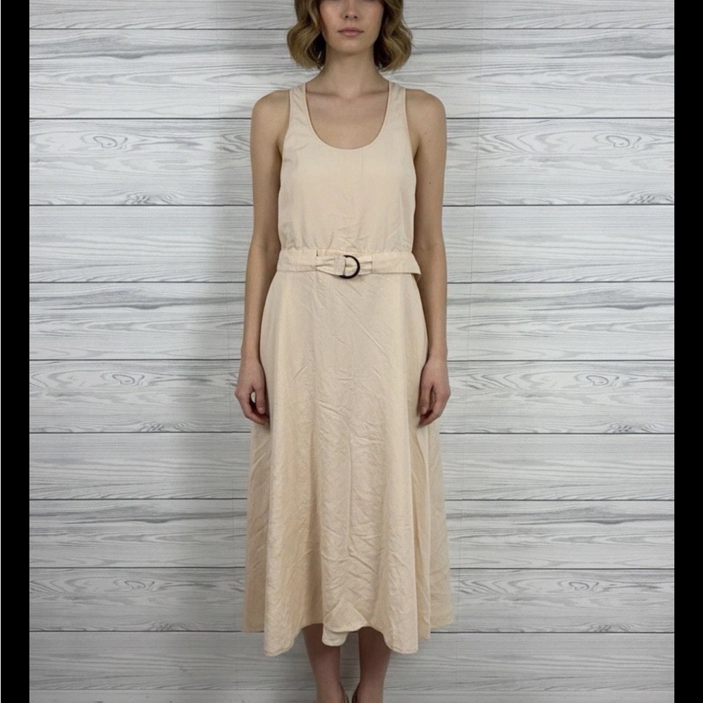 Reiss Beige Sleeveless Parachute Midi Dress